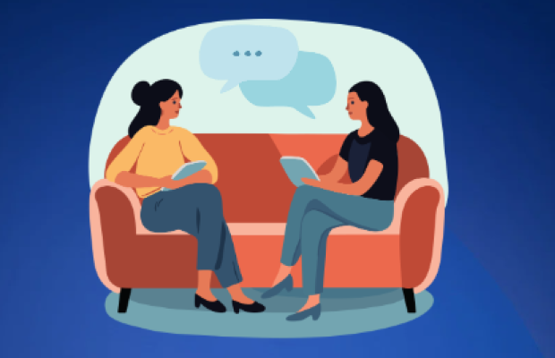 illustration of 2 women talking